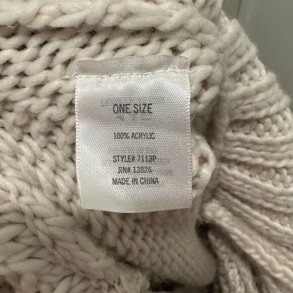 Cream Sweater Poncho OS - Picture 3 of 3